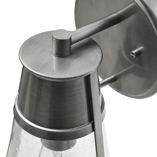Hello Honey® Robert Stevenson Lighting Jaxon Brushed Nickel Metal & Seedy Glass Outdoor Wall Sconce